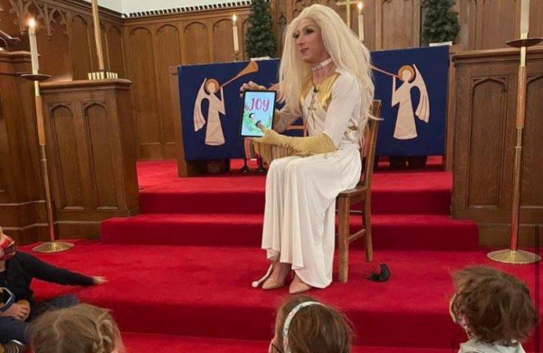 St. Luke’s Lutheran Church of Logan Square in Chicago hosted a “drag queen prayer hour” for children recently.  Seminarian Aaron Musser preached in drag to children as part of "a dress rehearsal for joy".